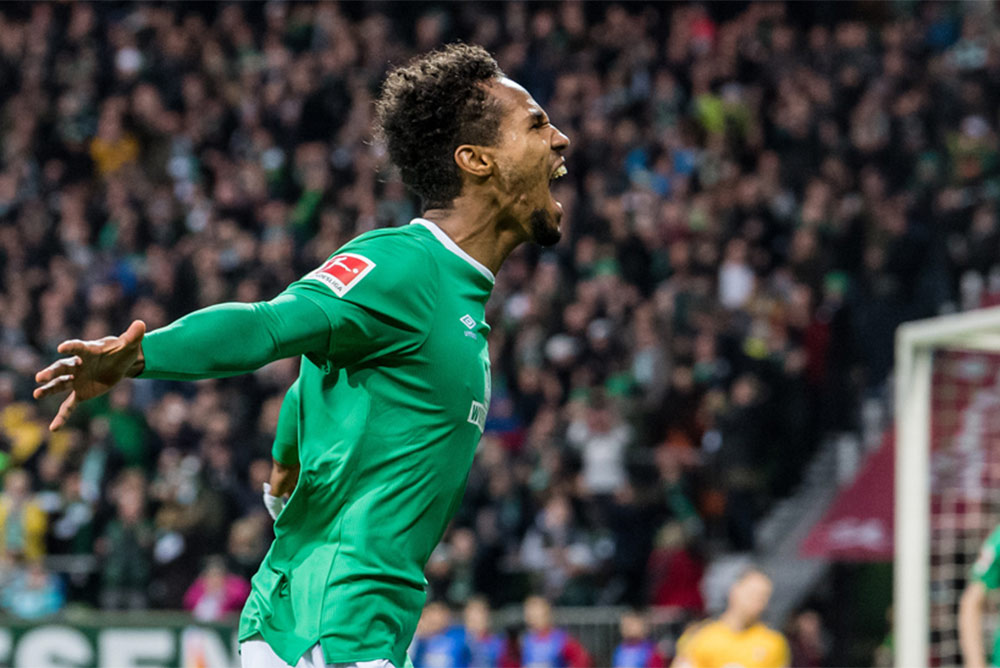 Ekstatischer Jubel von Werder Bremen Spieler